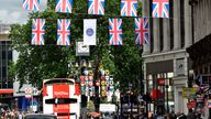 Preparations for the Jubilee weekend on London's Regent St. Pic: AP