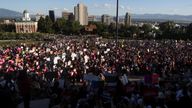 Abortion rights protesters gather at the Utah State Capitol after the United States Supreme Court ruled in the Dobbs v Women’s Health Organization abortion case, overturning the landmark Roe v Wade abortion decision, in Salt Lake City, Utah, U.S. June 24, 2022. REUTERS/Jim Urquhart