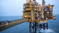 Shearwater Platform with walkway leading to wellhead jacket. Off the coast of Aberdeen, Scotland, 2014. Jackdaw will be connected to this. Pic: Photographic Services, Shell International Ltd