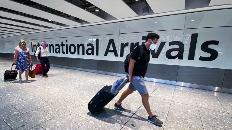 File photo dated 22/08/20 of passengers in the arrivals hall at Heathrow Airport, London, as the airport has announced that passenger numbers were at 79% of pre-coronavirus levels last month.

