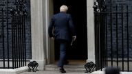 British Prime Minister Boris Johnson leaves after making a statement at Downing Street in London, Britain, July 7, 2022. REUTERS/Peter Nicholls
