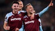 October 21, 2021 West Ham United's Jarrod Bowen celebrates scoring their third goal with Declan Rice Action Images via Reuters/Andrew Couldridge