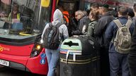 People waiting tp board a bus in Paddington amid Monday's tube strike