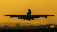 A plane takes off from Heathrow