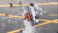 The car fell from the third floor of NIO's office in Shanghai