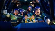 Undated Handout Photo from Lightyear. Pictured: (L-R) Izzy Hawthorne (voiced by Keke Palmer), Darby Steel (voiced by Dale Soules), Taika Waititi (voiced by Mo Morrison), Sox (voiced by Peter Sohn) and Buzz Lightyear (voiced by Chris Evans).  
PIC: Disney/Pixar