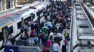 Passengers at London King's Cross station. Trains will be disrupted due to industrial action as the RMT has announced industrial action on June 21, 23, and 25. Picture date: Monday June 20, 2022.
