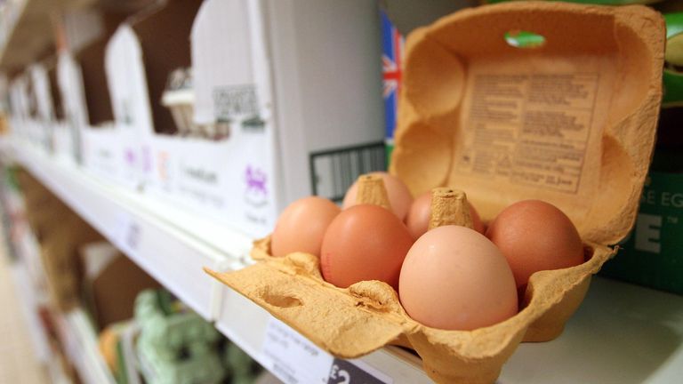 A general view of eggs on sale in Sainsbury's