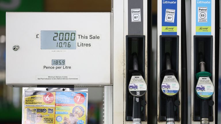 Increased petrol prices are displayed at a filling station in central London, Britain, June 8, 2022. REUTERS/Hannah McKay
