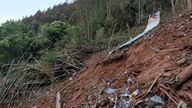 A piece of wreckage of the China Eastern's flight MU5735 are seen after it crashed on the mountain in south China's Guangxi Zhuang Autonomous Region