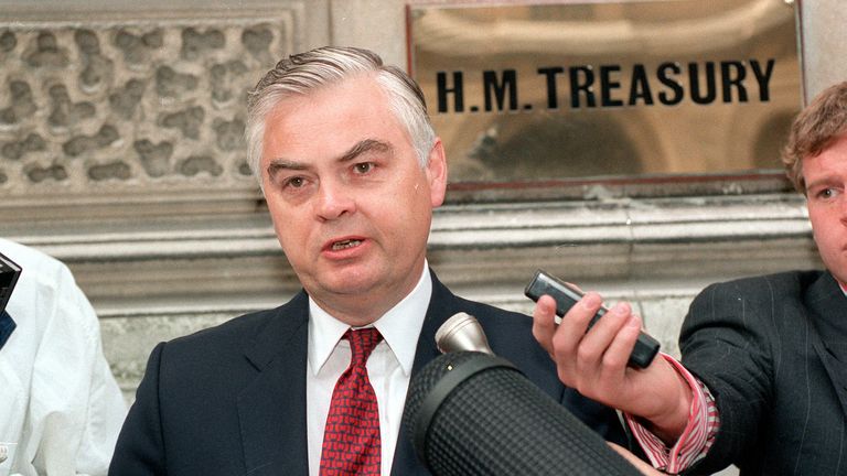 PA News Photo 26/8/92 Chancellor Norman Lamont making his statement at the Treasury in London
Picture by: JAMES JIM JAMES/PA Archive/PA Images
Date taken: 