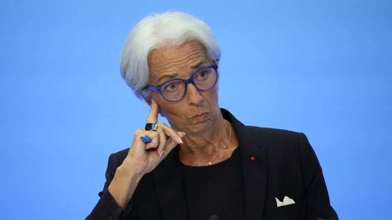 President of the European Central Bank (ECB) Christine Lagarde attends a news conference following the ECB's monetary policy meeting, in Frankfurt, Germany, July 21, 2022. REUTERS/Wolfgang Rattay
