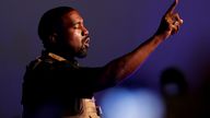 Rapper Kanye West makes a point as he holds his first rally in support of his presidential bid in North Charleston