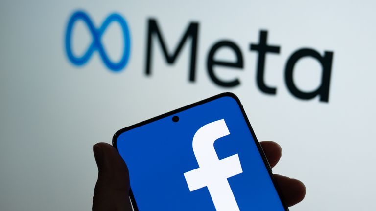 Bangkok, Thailand - October 29, 2021: Meta logo is shown on a device screen. Meta is the new corporate name of Facebook. Social media platform will change to Meta to emphasize its metaverse vision.