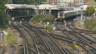 A view of trains at an empty Basingstoke station as members of the Rail, Maritime and Transport union (RMT) begin fresh nationwide strikes in a bitter dispute over pay, jobs and conditions. Picture date: Wednesday July 27, 2022.