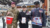 Serving personnel at Liverpool Street Station during last year's London Poppy Day