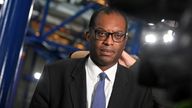  Kwasi Kwarteng prepares for a television interview at Britain's Conservative Party's annual conference in Birmingham, Britain, October 3, 2022. REUTERS/Toby Melville