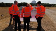 Prime Minister Boris Johnson (centre) looks at plans for the Sizewell C nuclear power station project, during his visit to EDF's Sizewell B Nuclear power station in Suffolk. Picture date: Thursday September 1, 2022.
