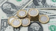 United States dollar bills and UK pound sterling coins.
Picture by: Joe Giddens/PA Archive/PA Images
Date taken: 31-Jul-2019