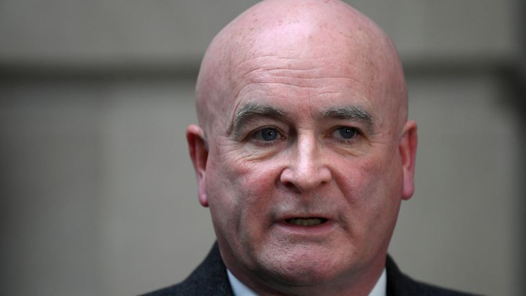  Mick Lynch, General Secretary of the National Union of Rail, Maritime and Transport Workers (RMT) speaks to the media outside offices of the Department for Transport in London, Britain, November 24, 2022. REUTERS/Toby Melville
