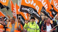 Public sector workers and members of the GMB union make their way through Brighton, as they take part in the one-day walkout as part of bitter disputes over pay, pensions, jobs and spending cuts. 