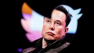 FILE PHOTO: Elon Musk's photo is seen through a Twitter logo in this illustration taken October 28, 2022. REUTERS/Dado Ruvic/Illustration/File Photo