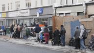 People queue outside Newham Community Project