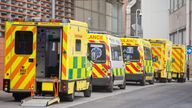 PABest General view of ambulances outside the Royal London Hospital, in London.