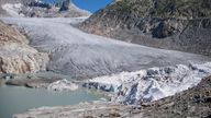 Switzerland's oldest glacier is protected by special white blankets to prevent it from melting (file pic). Pic: AP