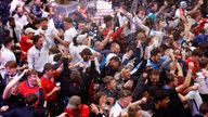 England fans are shown at a screening of the World Cup Group B match between England and Iran
