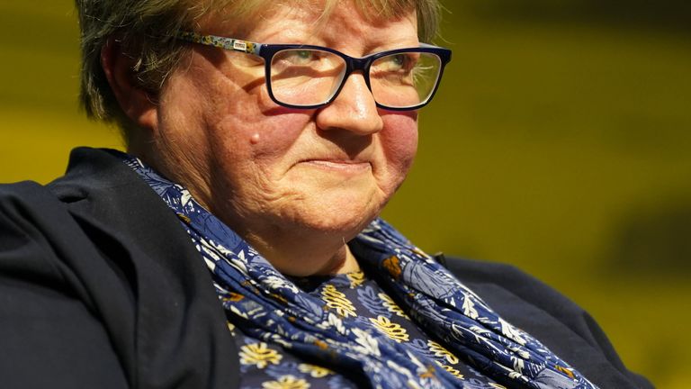 Environment Secretary Therese Coffey speaking during the National Farmers' Union Conference at the ICC, Birmingham. Picture date: Wednesday February 22, 2023.