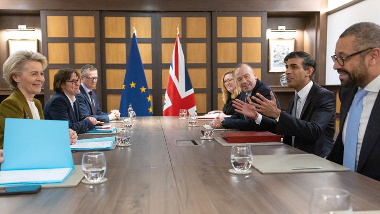 The Prime Minister Rishi Sunak welcomes the President of the European Commission Ursula von der Leyen to Windsor to discuss the Northern Ireland talks. Picture by Simon Walker / No 10 Downing Street

