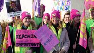 Teachers from the Educational Institute of Scotland (EIS) union hold a protest outside the offices of Clackmannanshire Council in Alloa, as they strike over pay during an EIS 16-day rolling programme of regional action. Picture date: Wednesday February 1, 2023.