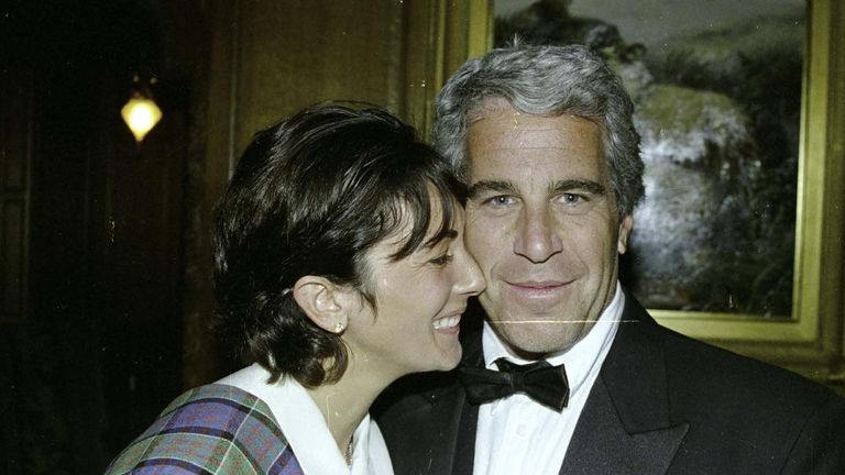 Undated handout photo issued by US Department of Justice of Ghislaine Maxwell with Jeffrey Epstein, which has been shown to the court during the sex trafficking trial of Maxwell in the Southern District of New York. The British socialite is accused of preying on vulnerable young girls and luring them to massage rooms to be molested by Epstein between 1994 and 2004. Issue date: Wednesday December 8, 2021.
