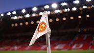 Soccer Football - Europa League - Play-Off Second Leg - Manchester United v FC Barcelona - Old Trafford, Manchester, Britain - February 23, 2023 General view of a corner flag inside the stadium before the match REUTERS/Carl Recine