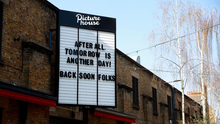 The Clapham Picturehouse in London which remains closed as the UK continues in lockdown to help curb the spread of the coronavirus.