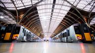 Empty platforms at Paddington station in London during strike action. Pic: PA