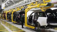 The production line at Jaguar Land Rover's factory in Solihull