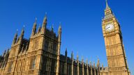 Wide angle view of Big Ben and the House of Parliament at Westminster, London, England, UK.

