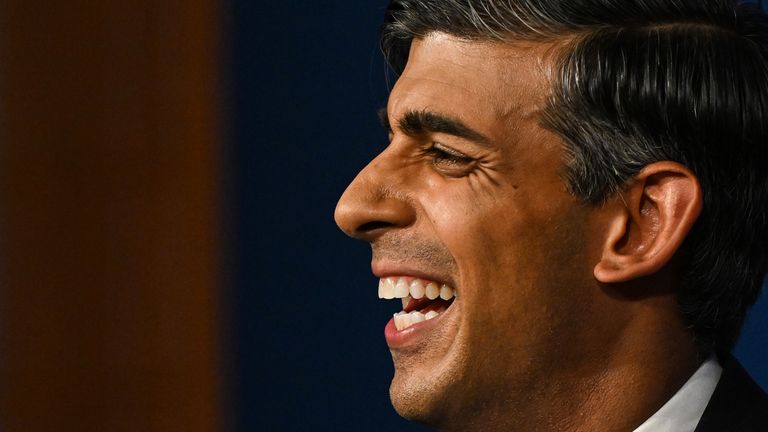 Prime Minister Rishi Sunak delivers a speech on the plans for net-zero commitments in the briefing room at 10 Downing Street, London. Picture date: Wednesday September 20, 2023.