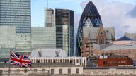 England: City of London with 30 St Mary Axe (the Gherkin).Photo from 10. January 2014. Photo by: Daniel Kalker/picture-alliance/dpa/AP Images