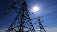 Electricity pylons carry power away from Dungeness nuclear power station in Kent as the National Grid warned that a record low demand for electricity during the UK's coronavirus lockdown could lead to windfarms and power plants being turned off to avoid overloading the electricity grid.