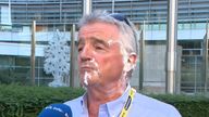 Ryanair boss Michael O'Leary after getting pied in Brussels (screengrab)