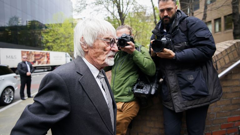 Former Formula One boss Bernie Ecclestone arrives at Southwark Crown Court, London, for a hearing on charges of fraud by false representation over an alleged failure to declare £400 million of overseas assets to the Government. Picture date: Wednesday April 19, 2023.
