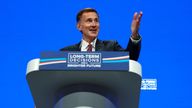 British Chancellor of the Exchequer Jeremy Hunt gestures as he speaks at Britain's Conservative Party's annual conference in Manchester, Britain, October 2, 2023. REUTERS/Hannah McKay
