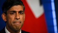 Britain's Prime Minister Rishi Sunak delivers a speech during a press conference on the net zero target, at the Downing Street Briefing Room, in central London, Wednesday Sept. 20, 2023. Prime Minister Rishi Sunak is preparing to water down some of Britain's environmental commitments, saying the country must fight climate change without penalizing workers and consumers. Pic: AP