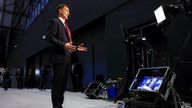 Chancellor of the Exchequer Jeremy Hunt speaks to the media during the Britain's Conservative Party's annual conference in Manchester 