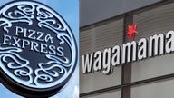 Pizza Express (Reuters) and Wagamama (PA) logos