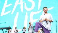 Murray Matravers of Easy Life performs at the Reading Music Festival, England, Saturday, Aug. 28, 2021. (AP Photo/Scott Garfitt)


