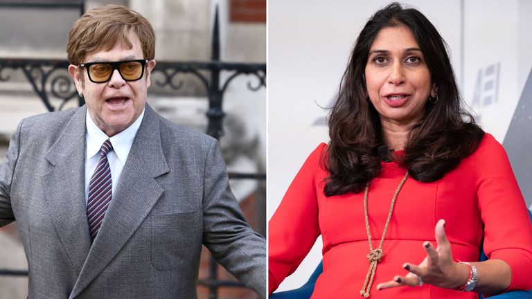 Elton John and Suella Braverman